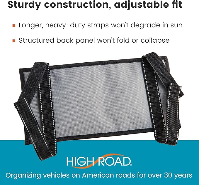 High Road Car Visor Organizer with Zippered Pockets, Sunglasses Sleeve and Clear Photo or Registration and Insurance Pocket - Heavy Duty Straps Fit Most Car, SUV and Truck Visors - Gray