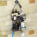 Simple Houseware Bathroom Hanging Shower Head Caddy Organizer, Black (24 x 10.2 x 4.25 inches)