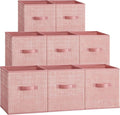 SONGMICS Storage Cubes, 10.2 x 10.2 x 11 Inches Non-Woven Fabric Bins with Double Handles, Set of 8, Closet Organizers for Sh