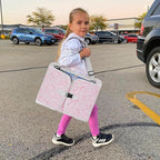 MENZOKE Kids Travel Tray for Toddler Car Seat, Toddler Gift for Girl Activities with Dry Erase Board & iPad Holder Stand,Road Trip Essentials Accessories Lap Tray for Girl as Birthday Gift,LightPurple