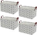 Kingrol 4 Pack Foldable Storage Baskets with Handles, Waterproof Storage Bins for Home, Office, Nursery, Laundry Organizers, 