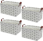 Kingrol 4 Pack Foldable Storage Baskets with Handles, Waterproof Storage Bins for Home, Office, Nursery, Laundry Organizers, 