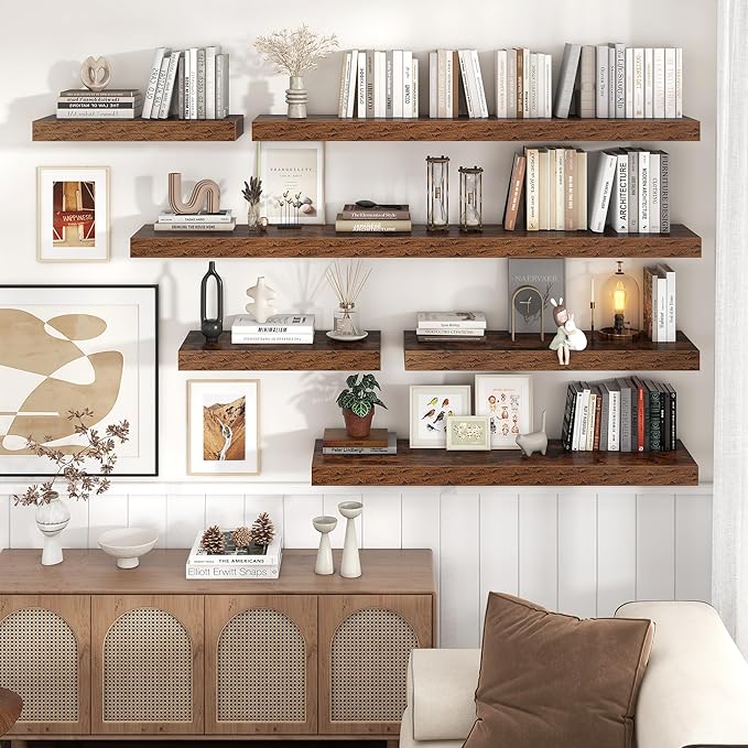 Floating Shelves for Wall, 48 Inch Wide x 12 Inch Deep Floating Shelves, Long Wood Floating Wall Shelf Shelves for Living Roo