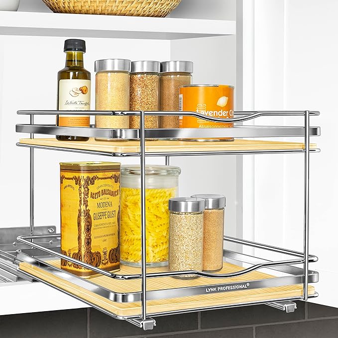 LYNK PROFESSIONAL® Élite™ Pull Out Spice Organization for Cabinets - 10-3/8 inch Wide – Spice Rack for Inside Cabinets – Wood