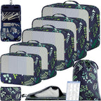 BAGAIL 9 Set Packing Cubes with Packing List Luggage Packing Organizers for Travel Accessories (Navy leaf)