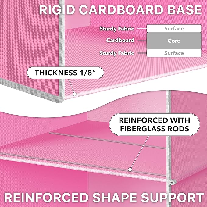 Simple Houseware 3-Shelf Hanging Closet Organizer, Fabric Storage Shelves with 57L Capacity, Pink