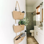 OrganiHaus Over the Door Hanging Basket for Organizing, 3-Tier Hanging Wall Basket for Storage, Boho Nursery Decor for Wall, 