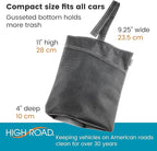 High Road TrimTrash Hanging Car Garbage Bag - Slim and Leakproof Car Trash Bag with Magnetic Closure and Storage Pocket - Attaches to Seat, Glovebox or Console