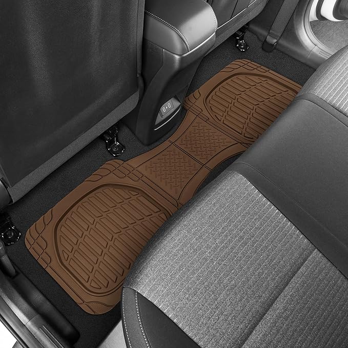 Motor Trend FlexTough Deep Dish All-Weather Floor Mats, Waterproof Trim-To Fit Mats for Cars, Trucks, SUVs - Universal Automotive Floor Liners, Car Accessories, Brown