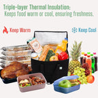 VENO 2 Pack Cooler Bags - Insulated for Food Delivery, Collapsible and Reusable Shopping Bags with Zipper, Foldable, Heavy-Duty, Stands Upright - Ideal for Groceries (Black, 2 Pack)