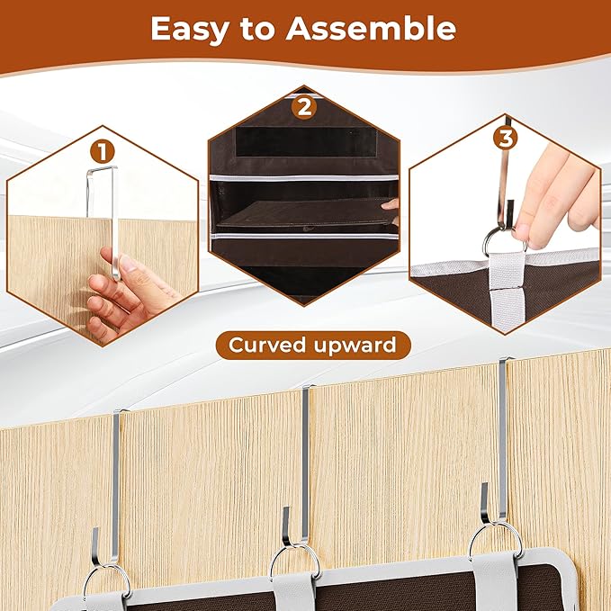 5 Tier Over The Door Organizer - Large Capacity Behind Door Hanging Shelves with 10 Mesh Pockets and Clear Windows, Closet Or