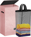 WTREE Laundry Hamper with Lid, Reinforced Sturdy Clothes Hamper with Anti-Puncture Base, Large Collapsible Laundry Basket wit