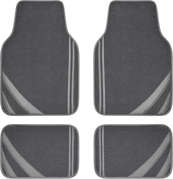 CAR PASS Car Floor Mats, Edge Leather Waterproof Car Mats with Double Stitch Line and Anti-Slip Backing Design, Fit 95% Autom