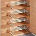 Multi-Functional Adjustable Metal Wire Shoe Rack Organizer - Stackable Shoe Storage for Closet, Extendable 15-24.4in, Retract
