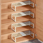 Multi-Functional Adjustable Metal Wire Shoe Rack Organizer - Stackable Shoe Storage for Closet, Extendable 15-24.4in, Retract