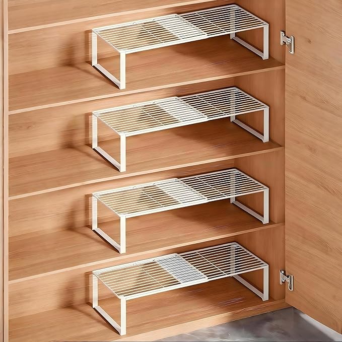 Multi-Functional Adjustable Metal Wire Shoe Rack Organizer - Stackable Shoe Storage for Closet, Extendable 15-24.4in, Retract