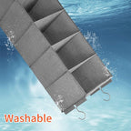 Large Hanging Sweater Organizer for Closet,Collapsible 6-Shelf Hanging Closet Shelves with Drawers, Washable (Grey-6 Shelf)
