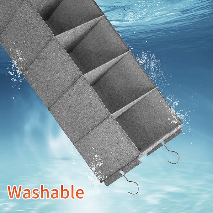 Large Hanging Sweater Organizer for Closet,Collapsible 6-Shelf Hanging Closet Shelves with Drawers, Washable (Grey-5 Shelf-1 