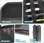 Car Sun Visor Organizer with MOLLE Panel and Zipper Storage Pouch Hard PE Board Prevents Sagging Tactical Gear Attachment Includes Sunglasses Holder Clip Fits Most Cars Trucks SUVs and Vans