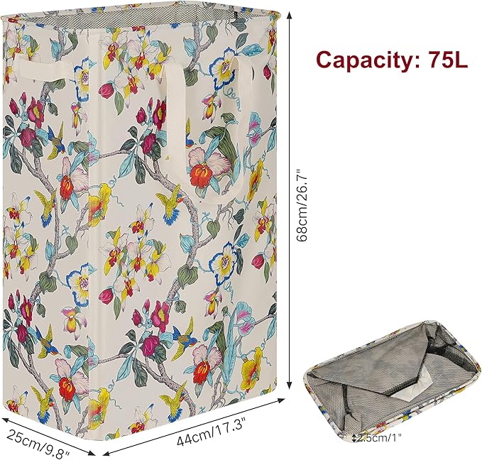 efluky Slim Laundry Basket, Narrow Laundry Hamper with Handles, Collapsible Dirty Clothes Hamper, Tall Laundry Bin for Laundr