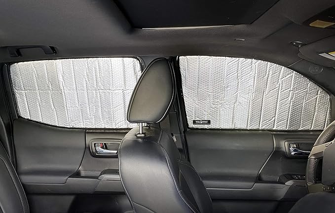 YelloPro Side Window Rear Seat 2nd Row Sunshade for 2016 2017 2018 2019 2020 2021 2022 2023 Toyota Tacoma - Double Cab - 4Dr 4 Door Pickup, UV Sun Protection (2pcs)