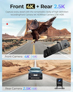 12" Mirror Dash Cam, 4K UHD Front and 2.5K Rear View Dash Camera for Car, with ADAS BSD LCA Smart Mode, GPS, G-Sensor, Loop R