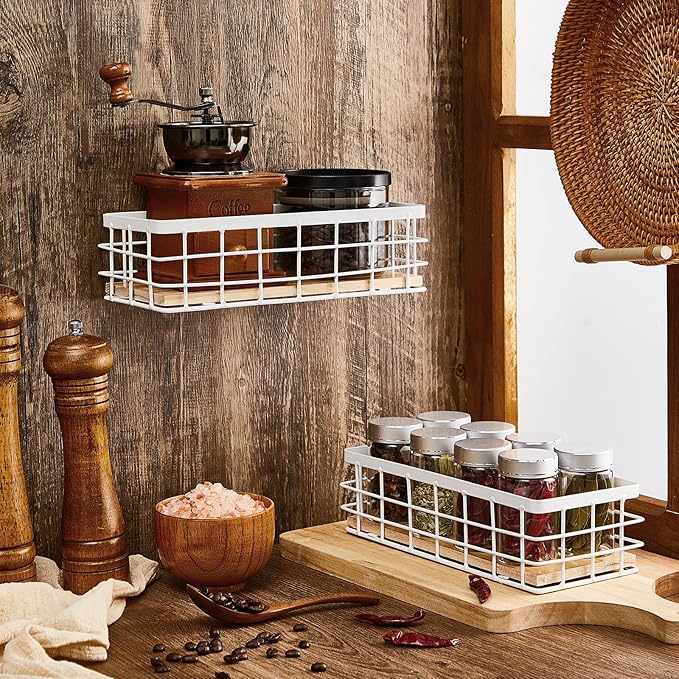 Funrous 2 Pcs Metal Small Wire Basket Wall Hanging Wire Basket Hang Small Bathroom Kitchen Storage Organizer Toilet Paper Mes