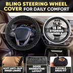 Black Bling Car Accessories Set - 27 Pieces Car Interior Kit with Rhinestone Steering Wheel Cover, Diamond License Plate Frame, Phone Holder, Coaster & Hook, Great Gift for Drivers