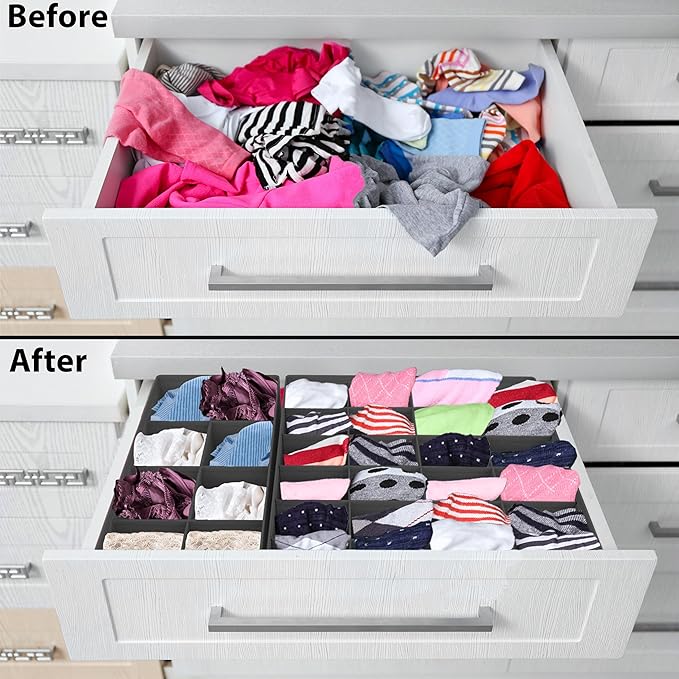 Simple Houseware 4-Pack Drawer Organizer Set - Closet Dividers for Underwear, Socks, Bras, Scarves, Ties - Foldable Non-Woven