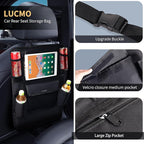 LUCMO Car Backseat Organizer with Touch Screen Tablet Holder,9 Storage Pockets Protectors Kick Mats Travel Accessories for Kids-Black