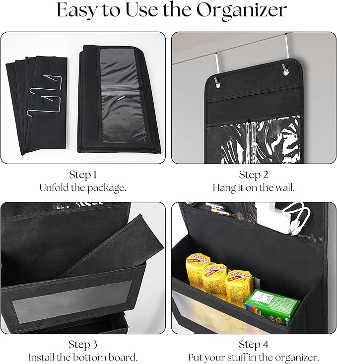 Giraffe Creation Over Door Organizer with 4 Large Capacity Pockets, Hanging Organizer Storage for Closet Bathroom Nursery Bed