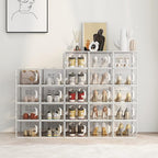 SEE SPRING X-Large Shoe Storage Box Fit Size 11, Clear Plastic Stackable Shoe Organizer for Closet, Space Saving Sneaker Shoe