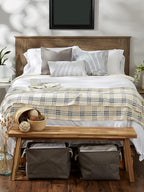 DII Modern Farmhouse Plaid Collection Cotton Fringe Throw Blanket, 50x60, White/French Blue