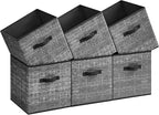 SONGMICS Storage Cubes, 13-Inch Non-Woven Fabric Bins with Double Handles, Set of 6, Closet Organizers for Shelves, Foldable,