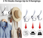 Stainless Steel Wall Hooks for Clothes, Multifunctional Towel Hat Rack Organizer, Wall Mounted Coat Rack Durable Hangers for 