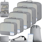 BAGAIL 9 Set Packing Cubes with Packing List Luggage Packing Organizers for Travel Accessories (Pewter Color)