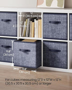 SONGMICS Storage Cubes, 11.8-Inch Non-Woven Fabric Bins with Double Handles, Set of 6, Closet Organizers for Shelves, Foldabl
