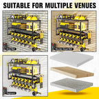Hipidian Heavy Duty Power Tool Organizer Wall Mount - 300lb Capacity 3-Tier Storage Rack with 7 Drill Holders for Garage Work