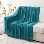 BATTILO HOME Teal Blue Throw Blanket for Couch, Decorative Throw Blanket for Sofa Bed Room Home Decor, 50"x60"