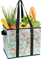 Foraineam Reusable Grocery Bags Set Durable Heavy Duty Tote Bag Collapsible Grocery Shopping Box Bag with Reinforced Bottom