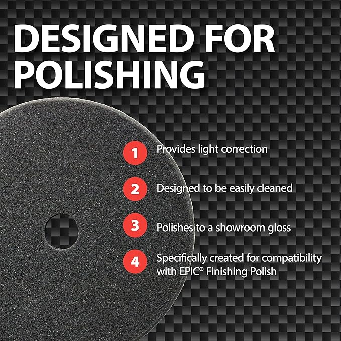 Malco Epic Black Foam Finishing Polish Pad 6.5 inch – Orbital Polishing Pad/Use with Malco Epic Finishing Polish (109232) / Swirl-Free and Dust-Free Finish / (840003)