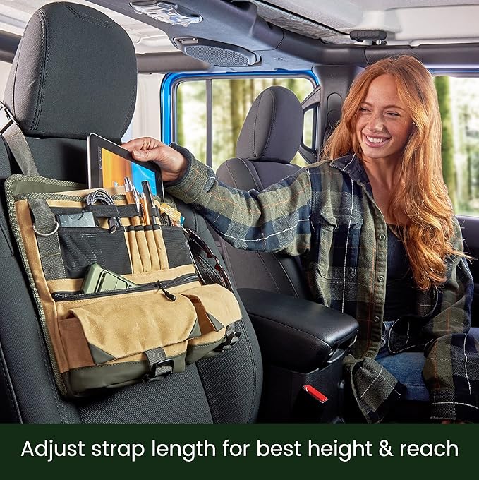 High Road Front Seat Organizer with Laptop Sleeve, Filing, Electronic and Work Supply Compartments, 12 pocket Car Office Passenger Seat Organizer