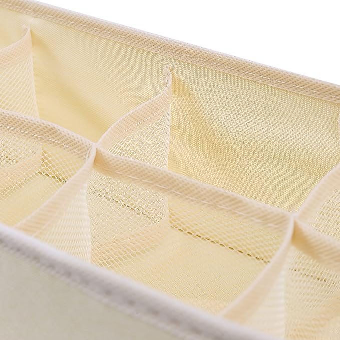 Qozary 3 Pack Sock Underwear Drawer Organizer Dividers, Collapsible Cabinet Closet Storage Boxes for Clothes, Socks, Lingerie