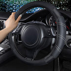 CAR PASS Line Rider Microfiber Leather Sporty 14.5-15 inch Steering Wheel Cover Universal Fits for 95% Truck,SUV,Cars, Anti-S