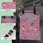 Sweets Ice Cream Car Garbage Bag,Kawaii Dessert Waterproof Small Car Trash Bag Hanging Back of Seat,Drawstring Hanging Car Trash Bag with Adjustable Buckle for Car Accessories