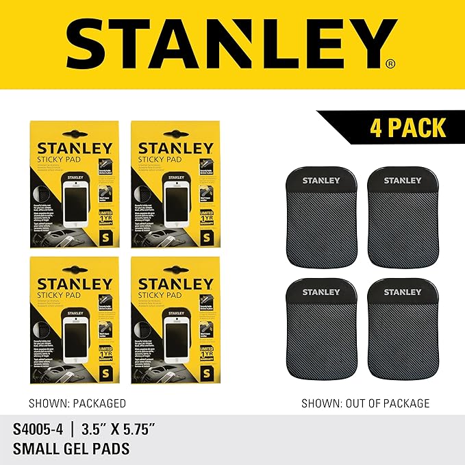 Stanley S4005 3.5" x 5.75" Extra-Strong Anti-Slip Grip Dashboard Gel Pad for Cell Phone, Tablet, GPS, Keys or Sunglasses, Pac