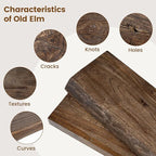Live Edge Elm Floating Shelves for Wall Decor, Rustic Solid Wood Shevles Wall Mounted with Invisible Bracket for Living Room 