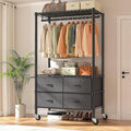 Raybee Clothes Rack Heavy Duty Clothing Rack with Rolling Wheels & 4 Drawers, Clothing Racks for Hanging Clothes with Drawers