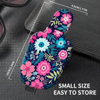 Leather Magnetic Sunglass Holder for Car Sun Visor, Cute Eyeglass Ticket Card Hanger Clip, Universal Auto Interior Accessories for SUV Pickup Truck Navy Floral