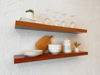 IEO Long Wooden Floating Shelves for Room Wall, Natural Wood Floating Shelves Wall Mounted Kitchen Shelf for Living Room, Bed